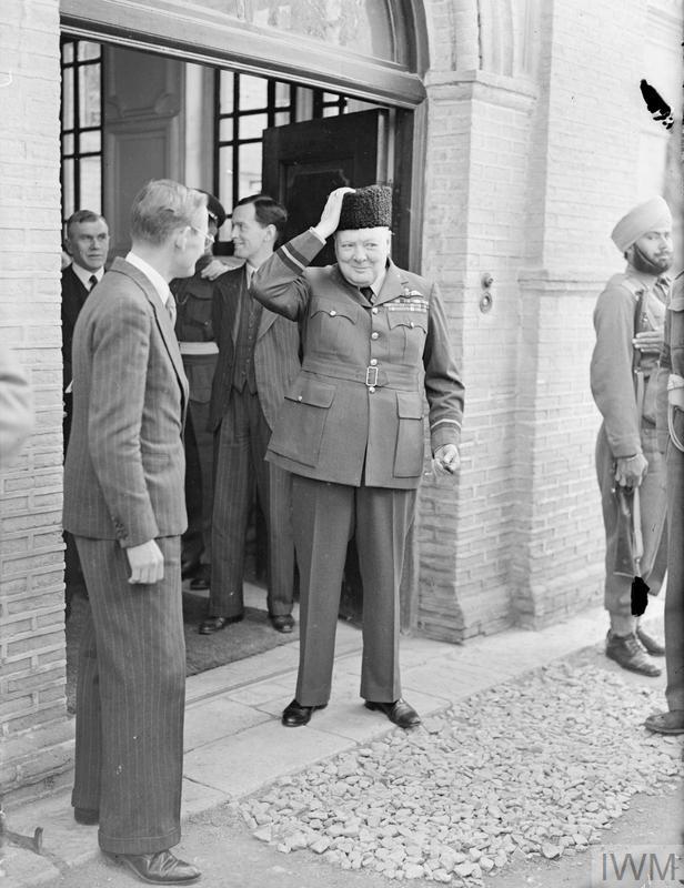 Churchill sporting his Persian lamb hat